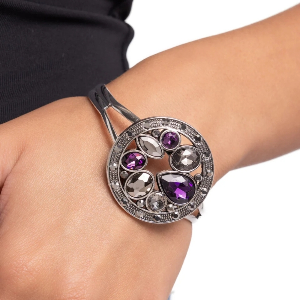 Silver and Purple Women's Bracelet
